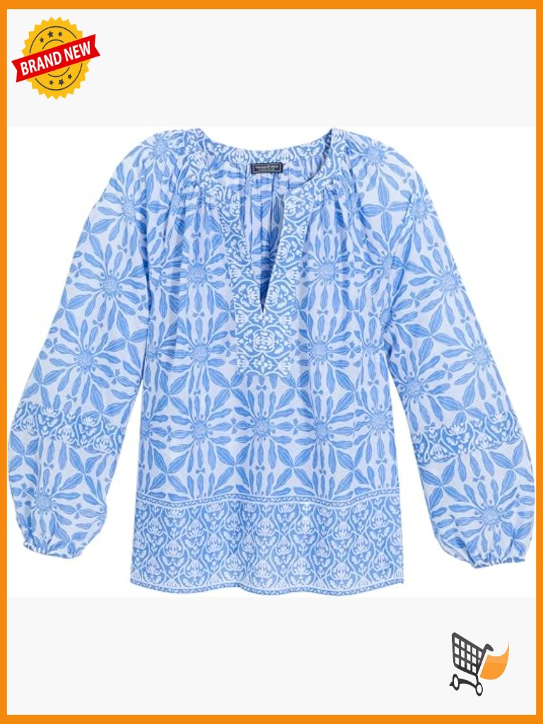 Flowy Cotton Modal Popover Top With Notch Neckline